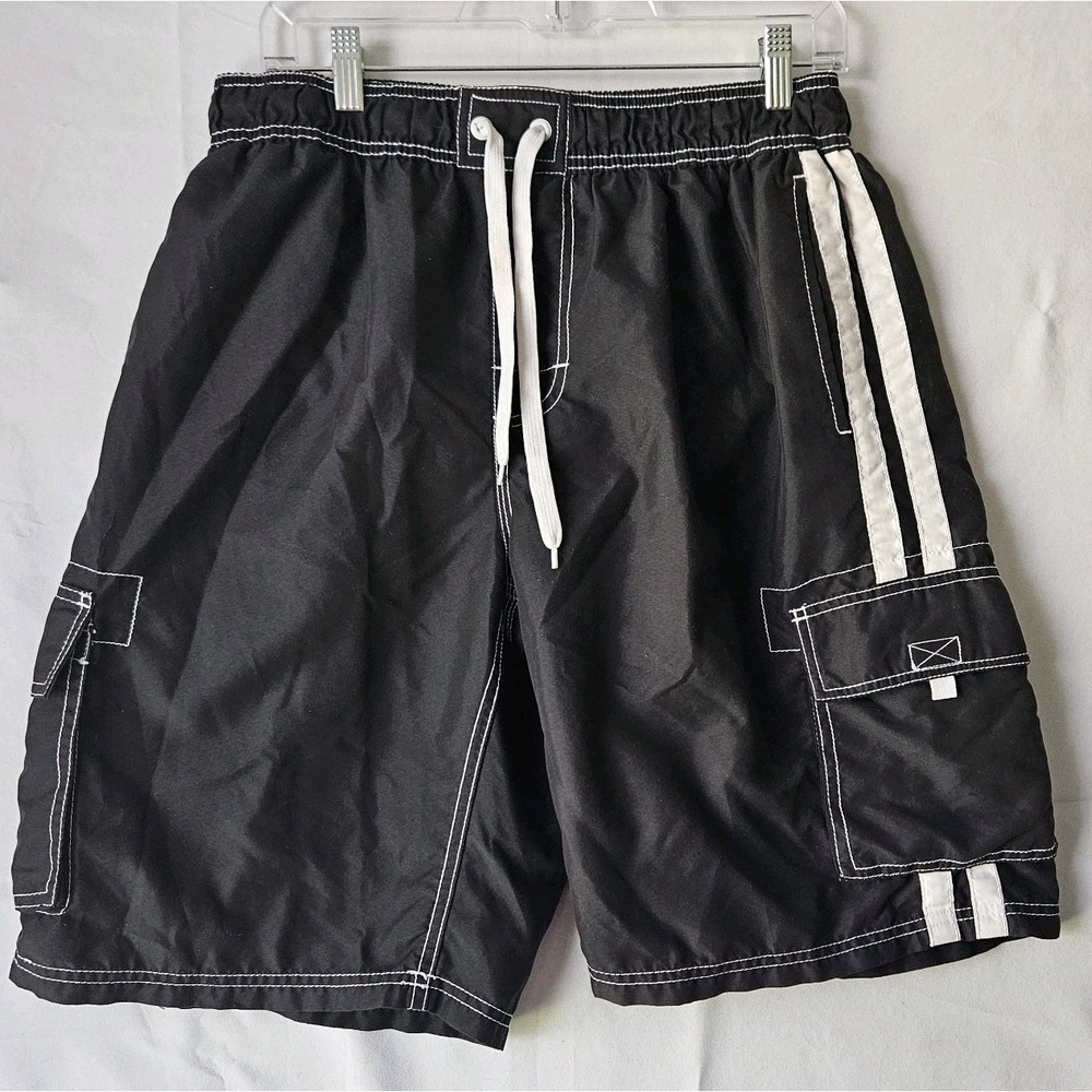 Kanu Surf Swim Trunks Mens Size L  Black White Bathing Suit